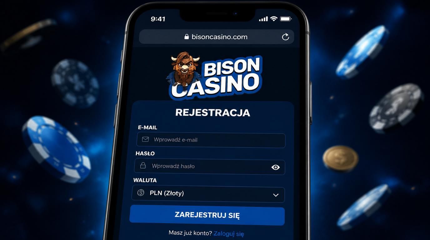 interfejs rejestracji mobilnej w Bison Casino z formularzem